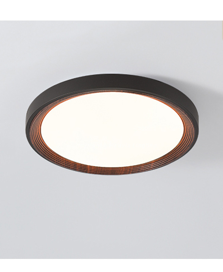 Led ceiling light black+walnut wood 