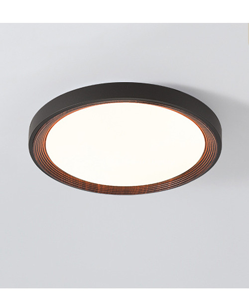 Led ceiling light black+walnut wood 