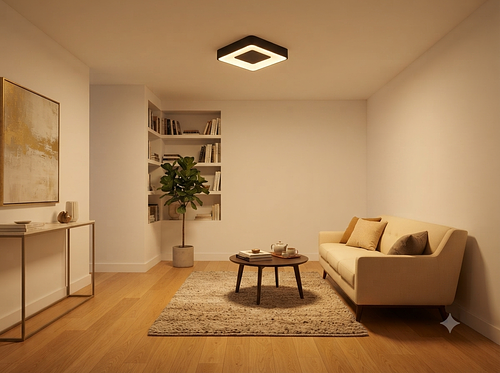 Led ceiling light square+middle black 
