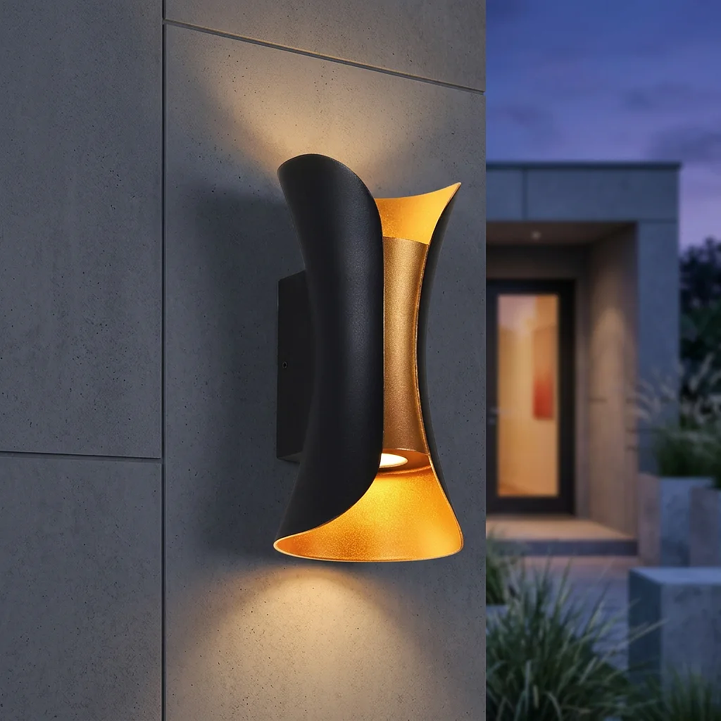 Waterproof black and gold wall bracket 