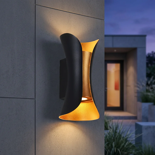 Waterproof black and gold wall bracket 