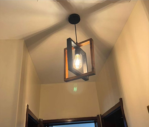 Natural wood pendant light