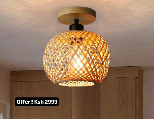 Natural bamboo pendant light