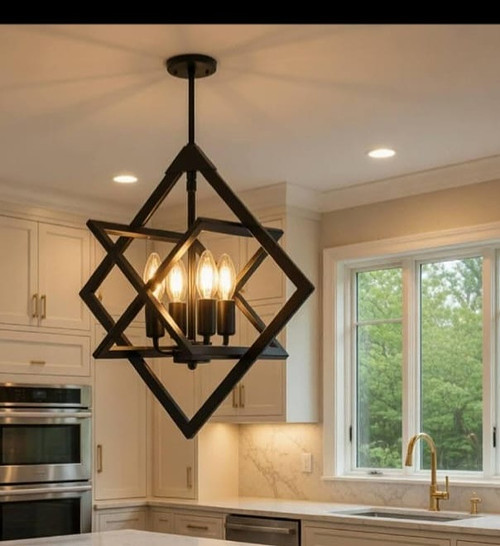 Vintage wood dining chandelier 