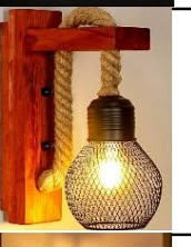 Vintage wood rope wall light