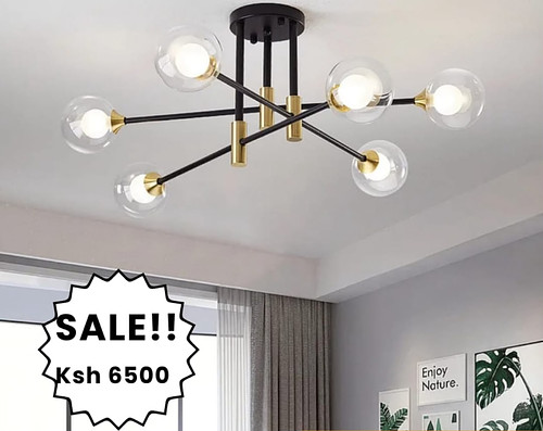 Clear nordic 6arm chandelier 