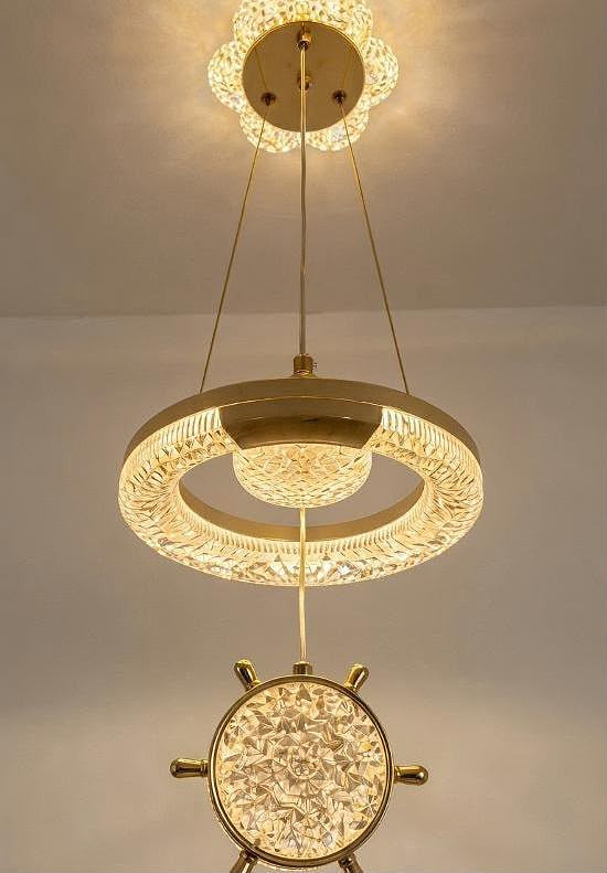 Led chandelier light gold