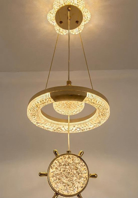 Led chandelier light gold