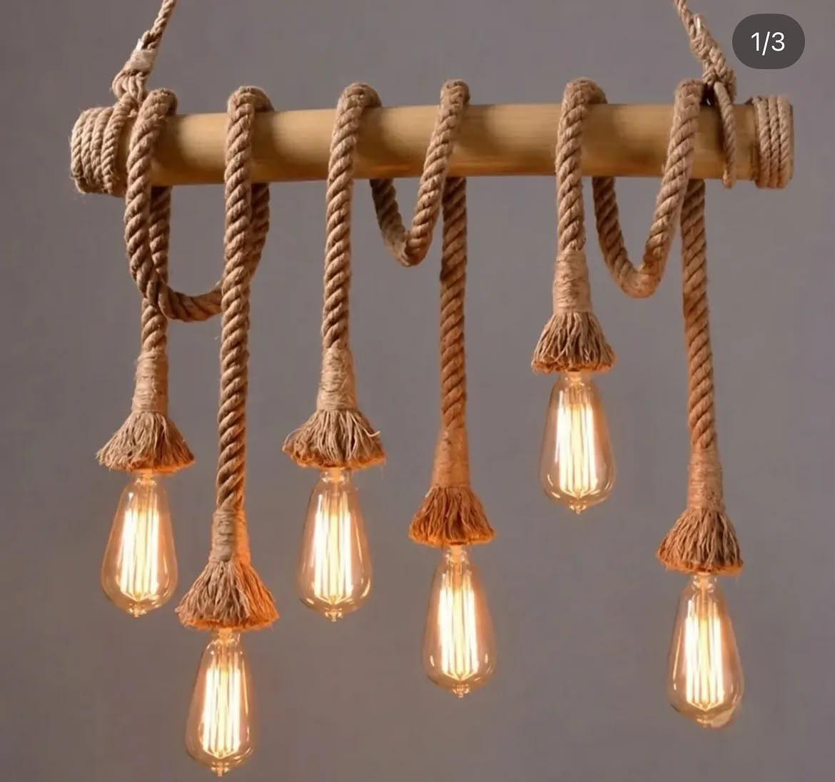 Vintage modern hemp rope pendant 