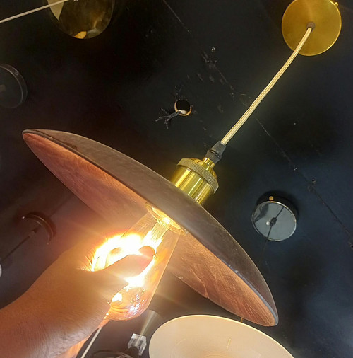 Walnut wood hanging pendant light