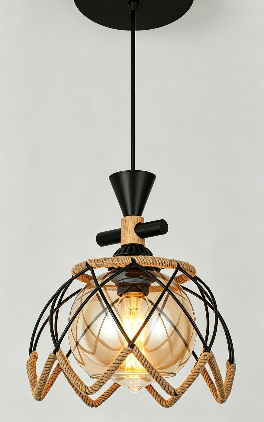 Vintage metallic rope pendant 