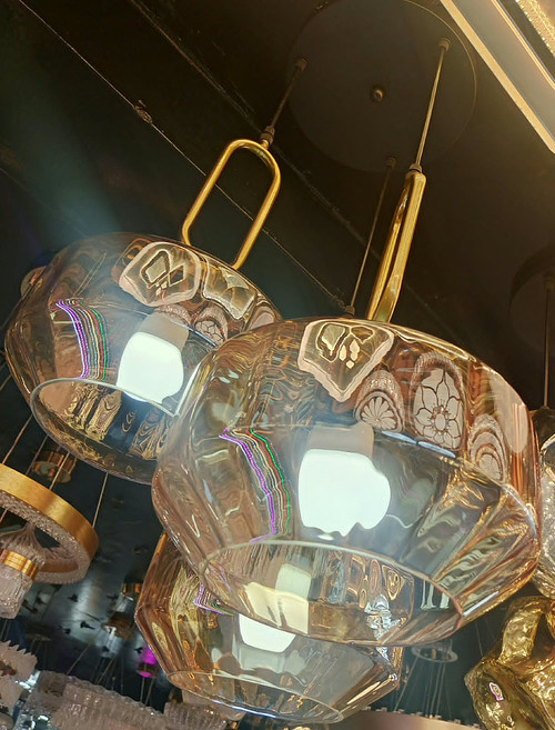 Golden glass pendant light set