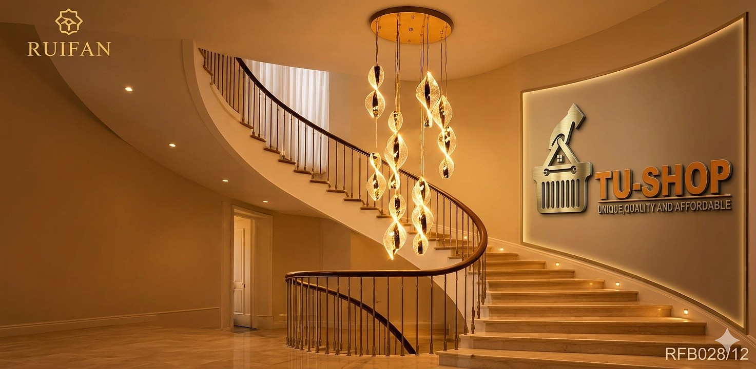 Modern Led Tricolor staircase chandelier 